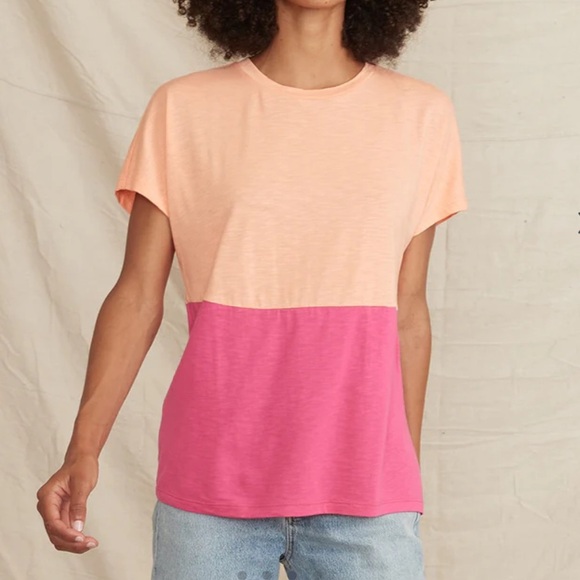 Marine Layer Tops - Marine Layer Size XSMALL Caitlyn Tee in Papaya
Punch/Lilac Rose
